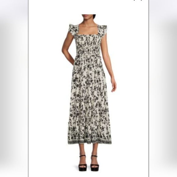 Max Studio Black White Floral Ruffle Strap Sleeveless Maxi Dress  XS NWOT - Picture 3 of 15